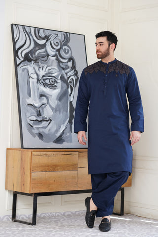 Men Embroidered Unstitch Kameez Shalwar Code:AK-7128