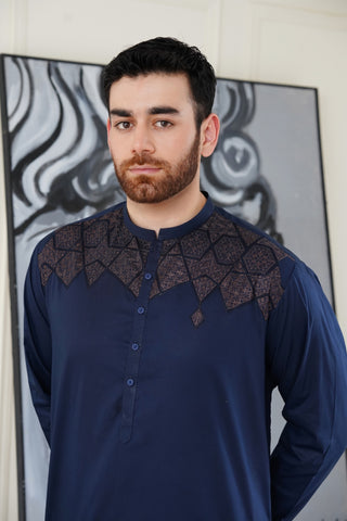 Men Embroidered Unstitch Kameez Shalwar Code:AK-7128