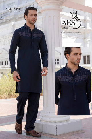 Finest Royal Blue Embroidered Chest (Un-Stitched) Code : 5371