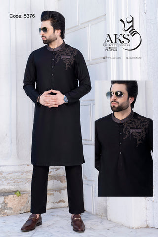 Elegant Black Embroidered Motif (Un-Stitched) Code : 5376